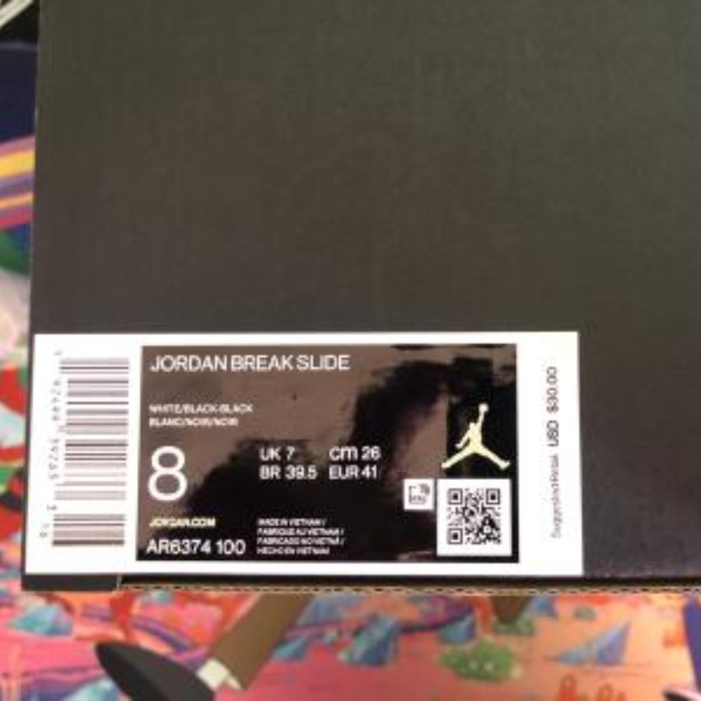 Nike Jordan Break Slide Black/White Size 8 Men's - Picture 3 of 3